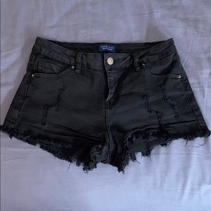 black denim shorts